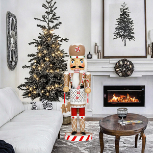 <span class=keywords><strong>Bonhomme</strong></span> <span class=keywords><strong>en</strong></span> pain d'épices <span class=keywords><strong>Casse</strong></span>-<span class=keywords><strong>noisette</strong></span> Bestwish 36CM <span class=keywords><strong>en</strong></span> <span class=keywords><strong>bois</strong></span> massif, imprimé UV brillant, écologique, ornement de Noël moderne artisanal - Product Image 3