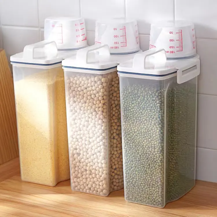 Kitchen Pantry Organizer Storage Tank Rice Pot Box BPA-Free Plastic Cereal Canister Grain Dry Food Storage Container