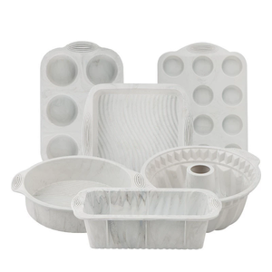 100% thực phẩm lớp 6pcs <span class=keywords><strong>Silicone</strong></span> khay nướng khuôn Bộ Muffin bánh mì nướng PAN nhựa Kit bánh khuôn moule moldes de silicona hình thức - Product Image 3