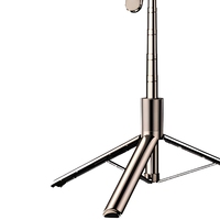 Nouveau bâton de selfie pliable 180 cm à 4 axes avec cardan rotatif, double anneau lumineux LED, trépied et support de téléphone en acier inoxydable