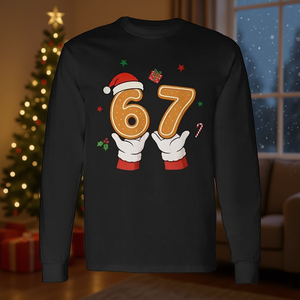 T-shirt à manches longues de Noël 67, cadeau de vacances pour les jeunes de la génération Z, vêtements à thème Alpha Slang Meme - Product Image 3