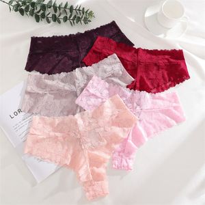 Culotte <span class=keywords><strong>string</strong></span> en dentelle florale taille mi-haute pour femmes européennes et américaines - Sexy, respirante et confortable - Product Image 2