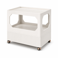 Mesa Auxiliar Rodante Moderna de Madera Maciza con Dos Niveles de Almacenamiento, Carrito Móvil para Té y Sofá, Pedido al por Mayor, Proveedor Chino