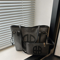 Ensemble de sacs fourre-tout en PU style rétro été/automne/hiver 2026 avec portefeuille à fermeture éclair, sac à bandoulière de haute qualité pour femme avec motif lettre