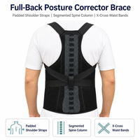 Correcteur de posture noir avec bretelles rembourrées, supports magnétiques pour la colonne vertébrale et bandes croisées en X pour la taille