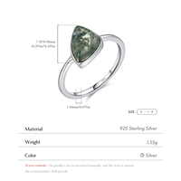 Cincin Batu Akik Lumut Sintetis Geometris Vintage Mewah Ringan Perak Sterling 925 Perhiasan Berkualitas Tinggi Hadiah Ulang Tahun untuk Wanita