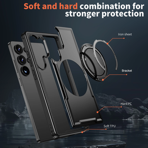 Funda para <span class=keywords><strong>Samsung</strong></span> Galaxy S25 Ultra Edge S24 FE S23 Plus S22 S21 con Alivio <span class=keywords><strong>de</strong></span> Presión 360 °   Soporte Magnético Giratorio para Cubierta Trasera <span class=keywords><strong>de</strong></span> Metal - Product Image 3
