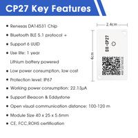 DX-SMART UWB AOA tracker ultra mince plus petit ble 5.0 appareil longue durée de vie batterie balise de proximité nrf51822 bluetooth tag