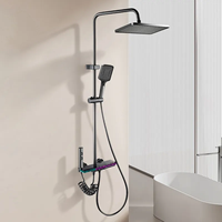 Système de douche intelligent numérique thermostatique avec panneau de douche pluie et douchette bidet, finition bronze, pour salle de bain, vente en gros