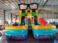 Nouveau toboggan aquatique gonflable de 20 pieds, prix d'usine, personnalisable, double piste, couleur arc-en-ciel, toboggan gonflable d'été pour enfants et adultes
