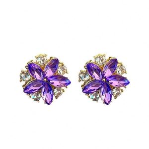 Fashion Trend Unique Design Elegant Exquisite Flower Zircon <b>Stud</b> <b>Earrings</b> for Women High-end Jewelry Purple Petal <b>Earrings</b> - Product Image 6