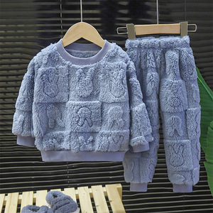 Conjunto para niños, Otoño e Invierno cálida para ropa de dormir, ropa de bebé de felpa gruesa para niños y niñas, pijamas para niños - Product Image 5