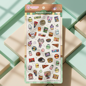 [Sowony Playground] 3D Waterproof PVC UV Printed Popcorn <b>Stickers</b> Sweet Snack Shop Korean Cute Candy Kawaii Deco <b>Sticker</b> Sheet - Product Image 2