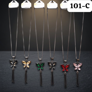 Collier long avec pendentif papillon en cristal multicolore PingBling avec pompon, bijoux fantaisie pour femmes - Product Image 3