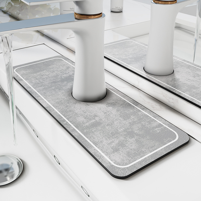 Tapis de robinet en terre de diatomées - cadre gris clair