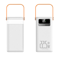 Batterie externe 60 000 mAh 22,5 W en plastique grande capacité, charge ultra-rapide, lampe LED intégrée pour camping extérieur, câble intégré, portable