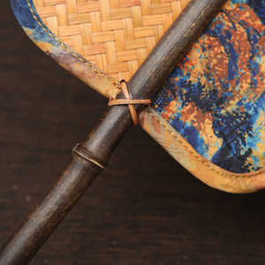 Bamboo Handmade Woven Fan Natural Art Collectible Round Fan With Floral Design For Decor And Gift - Product Image 3