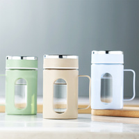 Approvisionnement direct de l'usine Tasse à eau chaude promotionnelle étanche Bouteilles d'eau en verre avec logo personnalisé pour le bureau avec poignée