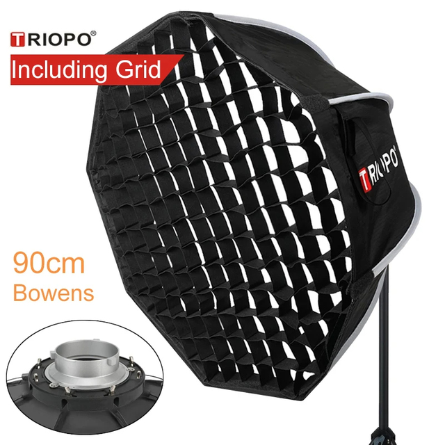 Triopo K2 90cm Photo Portable Bowens Mount Softbox Octagon Umbrella Softbox With Honeycomb Grid for Studio Strobe