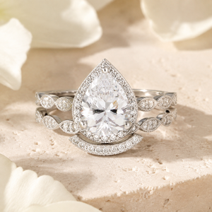 Set di Anelli con Zirconi Micro Pavé a Goccia per Donne, Gioielli Eleganti per Abiti da Sera - Product Image 4