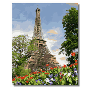 Adultos pintura por números óleo sobre <span class=keywords><strong>lienzo</strong></span> tulipán Torre Eiffel DIY niños pintura por números Simple - Product Image 2