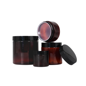 Hot Sale 200Ml Wholesale Empty Pet Amber Plastic Cosmetic Cream Jar Containers With Pp Lid