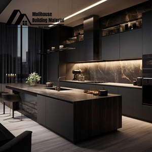 Modernos Gabinetes de Almacenamiento Negros para <span class=keywords><strong>Cocina</strong></span>, Gabinetes de Esquina de Madera para <span class=keywords><strong>Cocina</strong></span>, Organizadores de Gabinetes de <span class=keywords><strong>Cocina</strong></span> de 3 Metros, Precio de Gabinete de <span class=keywords><strong>Cocina</strong></span> - Product Image 2