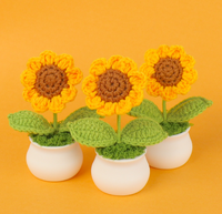 Planta Artificial de Margarita en Maceta, Girasol de Ganchillo, Regalos de San Valentín, Planta de Girasol Simulada en Maceta, Decoración de Habitaciones