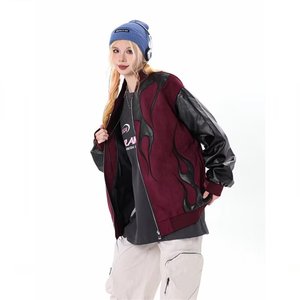 American Retro Style High Street Stitching Contrast Color Bomber <b>Jacket</b> for Men Women Trendy Brand Baseball Suit <b>Jacket</b> Air - Product Image 3
