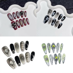 Lot de 10 <span class=keywords><strong>faux</strong></span> ongles 3D faits main avec paillettes, de luxe, réutilisables, avec kit d'outils – Fournisseur personnalisé - Product Image 1