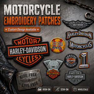 Distintivo del Club di Motociclisti, Patch Ricamata Termoadesiva di <span class=keywords><strong>Grandi</strong></span> Dimensioni per Squadre Motociclistiche - Product Image 1