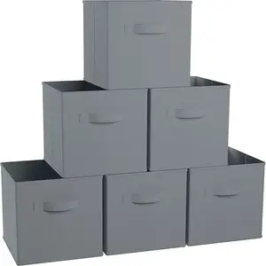 Caja de almacenamiento de tela plegable para niños, organizador de cubos de tela, grande, de juguete, con tapa