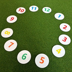SwingPerfect Golf Set da <span class=keywords><strong>12</strong></span> Dischi Ambidestri in Gomma per Allenamento di Precisione nel Golf, Tappetino Piatto per Putting a Doppia Faccia Verde - Product Image 6