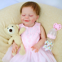 Poupée Reborn Souriante Sunnyfan W-03 de 18 pouces, Jouet Compagnon Bébé en Vinyle Souple pour Enfants, Corps Entièrement en Vinyle avec Cheveux Implantés