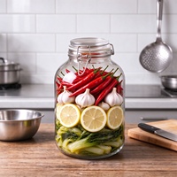 Pot en verre hermétique à couvercle basculant de 5 L pour la fermentation des cornichons, la mise en conserve des légumes et le stockage des aliments secs