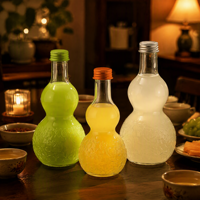Offre Spéciale – Bouteilles en Verre Transparent en Forme de Gourde 250ml, 350ml, 500ml – Bouteilles Rechargeables pour Jus, Boissons, Café et Thé Infusé à Froid