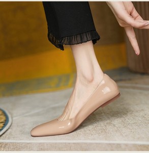 Sandalias de cuero de verano para mujer, zapatos planos para mujer y niña, zapatos de tacón bajo con boca poco profunda, pantuflas, zapatos elegantes para oficina para mujer - Product Image 3