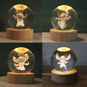 Veilleuse <span class=keywords><strong>LED</strong></span> <span class=keywords><strong>Pikachu</strong></span> Stitch <span class=keywords><strong>Lampe</strong></span> boule de cristal durable avec lumière blanche chaude Cadeau parfait pour la chambre à coucher - Product Image 6