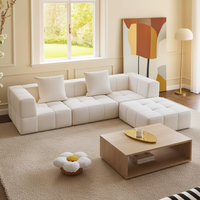 Modulares Sofa-Set Weiß Quadratisch Vakuumkomprimiert Bouclé-Stoff Weicher Schaumstoff-Couch für Wohnzimmer Hotel Villa Büro