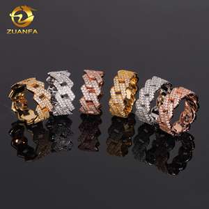 2 disegni a cerchio ghiacciati VVS Moissanite Full Diamond Hip Hop anelli gioielli in <span class=keywords><strong>argento</strong></span> 925 massiccio gioielli 2 righe anello per <span class=keywords><strong>uomo</strong></span> - Product Image 4