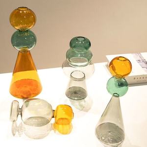 Vaso da Tavolo Idroponico Trasparente a Doppio Strato in Vetro Colorato Semplice e Creativo con Design Costiero <span class=keywords><strong>per</strong></span> Arredamento Casa - Product Image 6