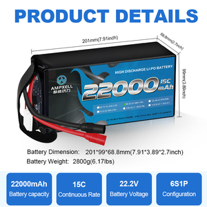 מפעל סיטונאי AMPXELL חכם סוללות פריקה גבוהה <span class=keywords><strong>LiPo</strong></span> סוללה 18C 6S 22.2 22000mAh סוללה עבור חקלאי Drone - Product Image 2
