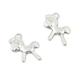 Pendentif breloque licorne en acier inoxydable, forme cheval à bascule, apprêt pour bijoux, accessoire DIY, couleur argent, finition lisse - Product Image 4
