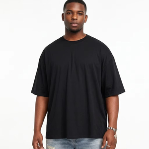 Factory Custom Logo Heavyweight 300GSM 100% Cotton Oversized T Shirt <b>Men</b> Streetwear Drop Shoulder Boxy Fit Plain Blank Tee Shirt - Product Image 1