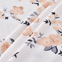Tissu en maille côtelée 4x2 brossé, imprimé floral, extensible, de qualité supérieure, écologique, nouveau design, certifié OEKO-TEX, poids moyen