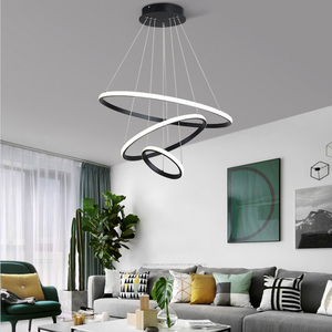 Per la casa decorativo moderno soggiorno Hotel <span class=keywords><strong>cerchio</strong></span> pendente Design 3 anello acrilico <span class=keywords><strong>lampadario</strong></span> a Led di lusso - Product Image 4