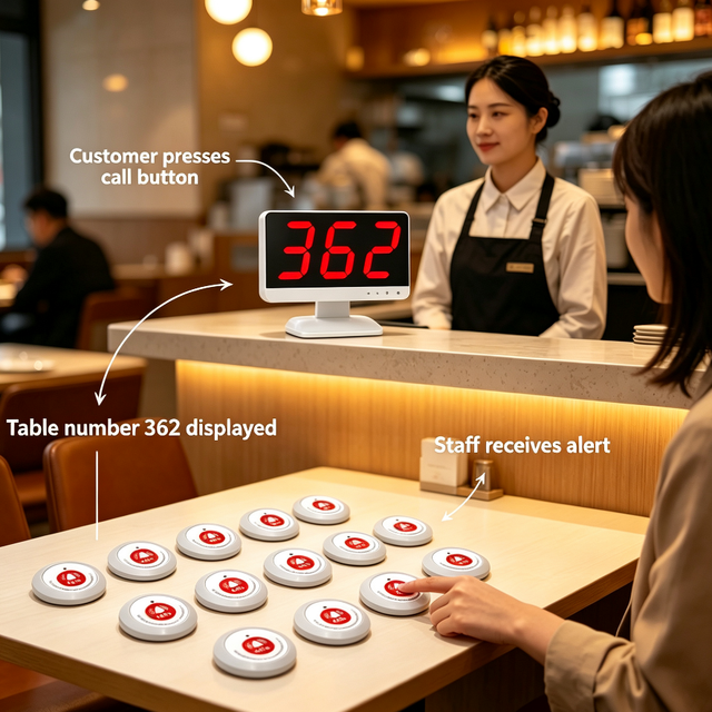 Waterproof Restaurant Waiter Call Bell System Alert Call Buttons Receiver Hospital Cafe Restaurant Nursing Home