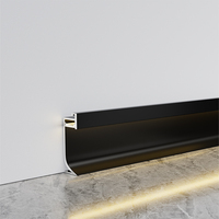 Plinthe moderne en alliage d'aluminium avec bande lumineuse intégrée de 6,5 cm de hauteur pour cuisine, salle de bain et appartement - Résistante à l'eau