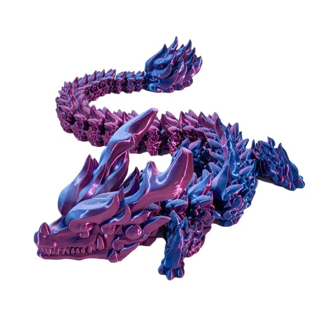 Feeron Mythical Serpent Dragon 3D Printed PLA Purple/Blue Gradient Articulated Flexible Jointed Durable Fashionable Toy Custom