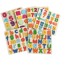 Puzzle en bois 3D personnalisé en contreplaqué, alphabet Montessori, lettres, chiffres et formes, jouet éducatif pour l'apprentissage